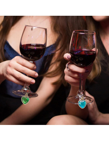 Juego de 8 Encantos de Corazón para Copas de Vino HOXIEYA
