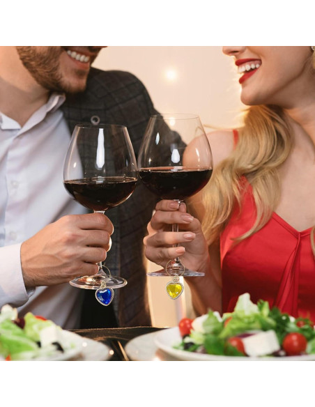 Juego de 8 Encantos de Corazón para Copas de Vino HOXIEYA