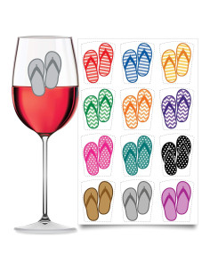 Calcomanías para Copas de Vino Chanclas - Juego de 12 - Wine Wear