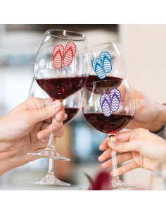 Calcomanías para Copas de Vino Chanclas - Juego de 12 - Wine Wear 2