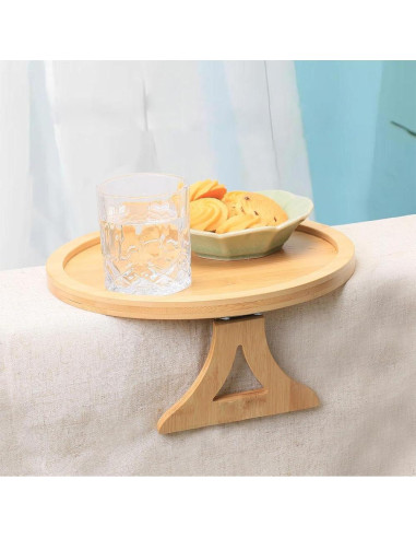 Bandeja Redonda para Brazo de Sofá Abizarch 25 cm Madera Pino