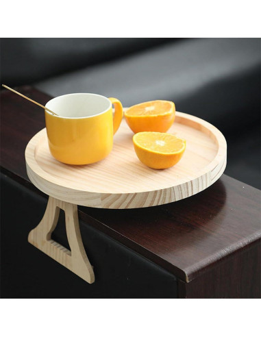Bandeja Redonda para Brazo de Sofá Abizarch 25 cm Madera Pino