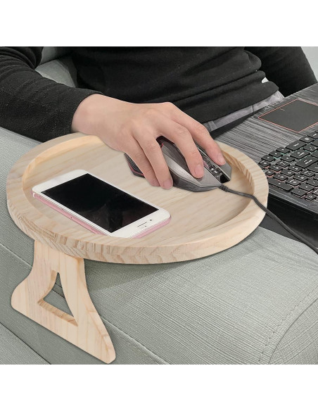 Bandeja Redonda para Brazo de Sofá Abizarch 25 cm Madera Pino