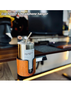 Soporte para Taza de Escritorio 2-en-1 Cowinational - Diseño de Madera 2