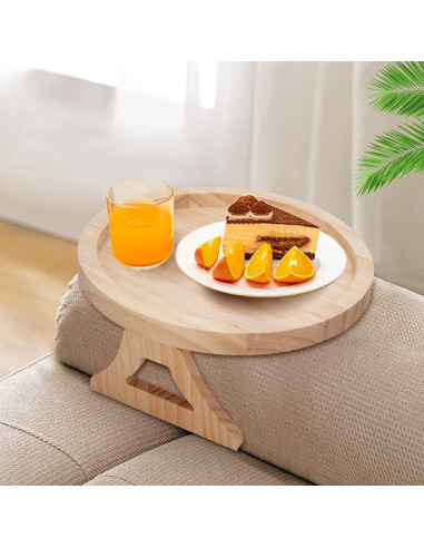 Bandeja Redonda para Brazo de Sofá Abizarch 25 cm Madera Pino