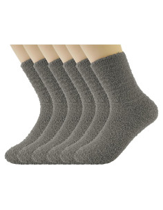 Calcetines de casa OVOV de felpa para hombres - 6 pares gris