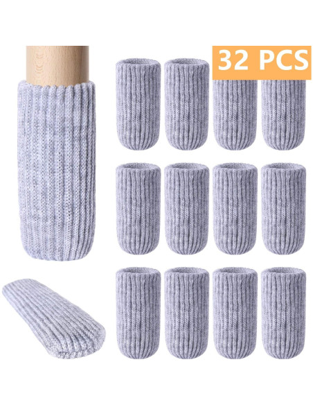 32 Fundas Grises para Patas de Muebles - Protectores de Piso