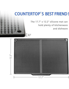 Alfombrilla de Secado de Platos de Silicona JRSENL 36.8x9.7cm 2