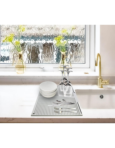 Alfombrilla de Secado de Platos de Silicona JRSENL 36.8x9.7cm