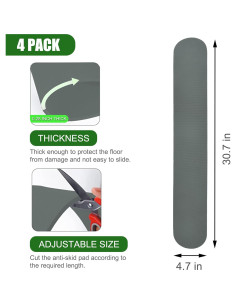 Almohadillas Antideslizantes Niteguy 4 Piezas 77.85x10.16cm Gris 2