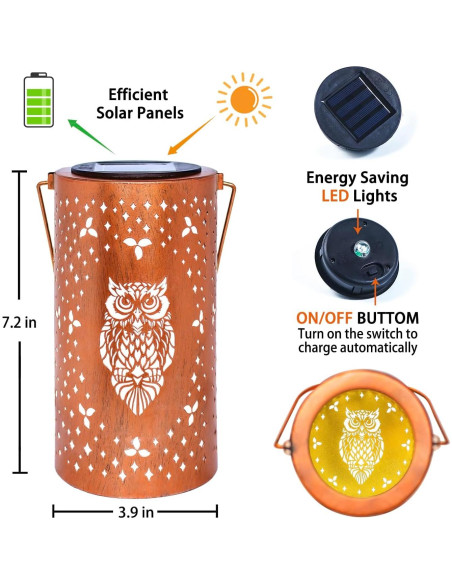 Linterna Solar Colgante de Búho EZTZEN LED Impermeable