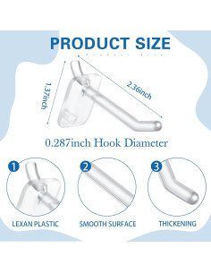 120 Ganchos de Plástico Transparentes para Tablero de Clavos 2