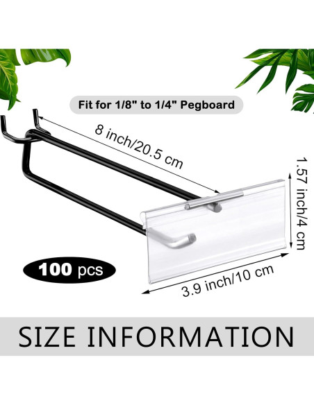 Ganchos de Metal Negro Tandefio 100 Piezas 20.5 cm para Tablero