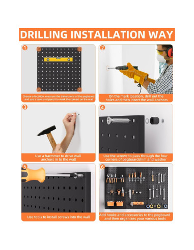Paneles de Metal para Tablero de Clavos INCLY 6 Piezas 30.48cm