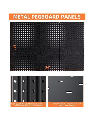 Paneles de Metal para Tablero de Clavos INCLY 6 Piezas 30.48cm