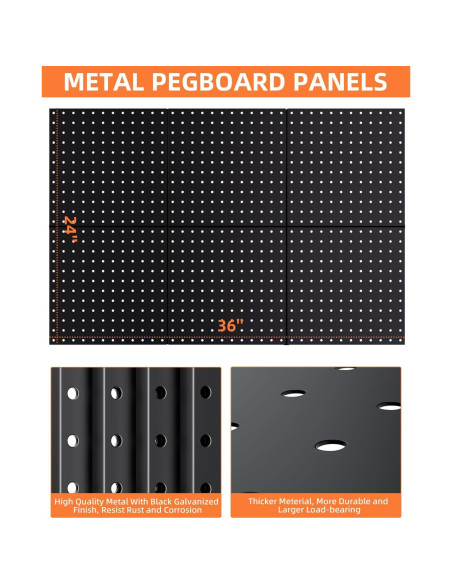 Paneles de Metal para Tablero de Clavos INCLY 6 Piezas 30.48cm