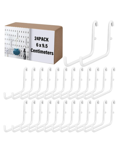 Ganchos para Tablero de Clavos GlikCeil 24 Pcs Acero Inoxidable Blanco