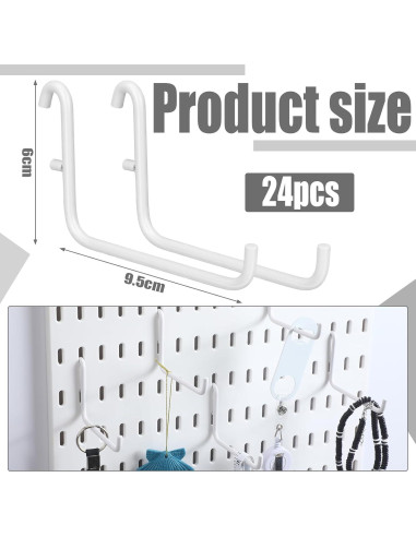Ganchos para Tablero de Clavos GlikCeil 24 Pcs Acero Inoxidable Blanco