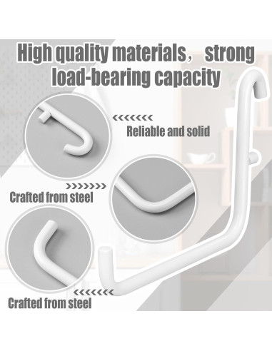 Ganchos para Tablero de Clavos GlikCeil 24 Pcs Acero Inoxidable Blanco