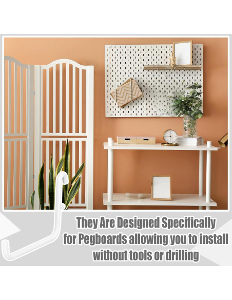 Ganchos para Tablero de Clavos GlikCeil 24 Pcs Acero Inoxidable Blanco