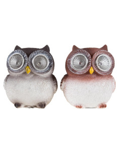 Juego de 2 Estatuas de Búho con Luz LED Solar Pure Garden