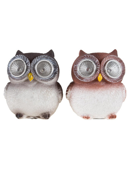 Juego de 2 Estatuas de Búho con Luz LED Solar Pure Garden