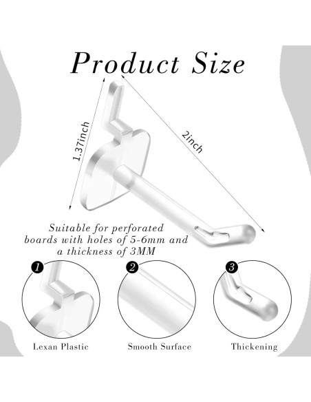 100 Ganchos de Plástico 5 cm Lemecima para Tableros de Clavos