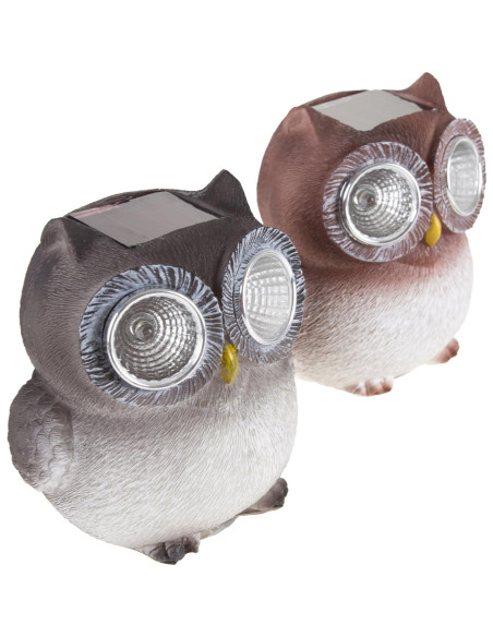 Juego de 2 Estatuas de Búho con Luz LED Solar Pure Garden