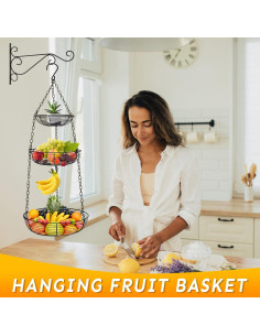 Cesta Colgante de Frutas HULISEN 3 Niveles 91 cm Alambre 2