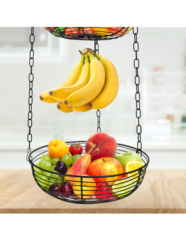 Cesta Colgante de Frutas HULISEN 3 Niveles 91 cm Alambre
