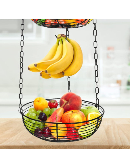 Cesta Colgante de Frutas HULISEN 3 Niveles 91 cm Alambre