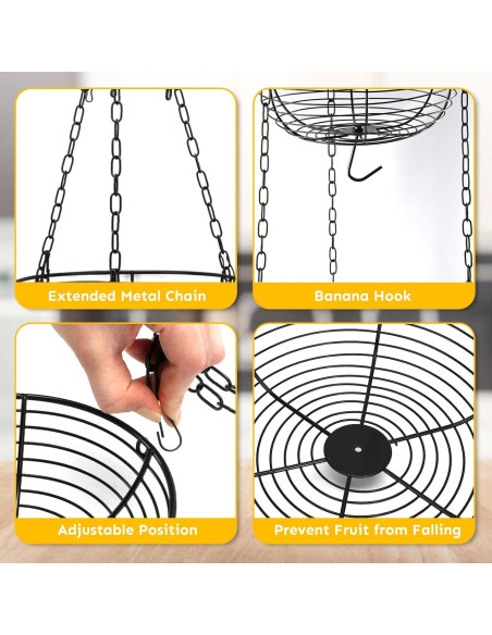 Cesta Colgante de Frutas HULISEN 3 Niveles 91 cm Alambre