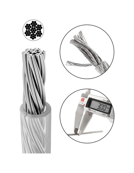 Kit de Cable de Acero Inoxidable 10m 3mm TooTaci para Jardín