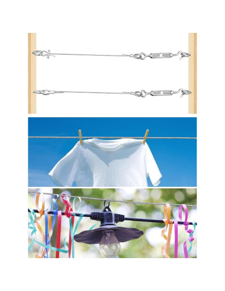 Kit de Cable de Acero Inoxidable 10m 3mm TooTaci para Jardín