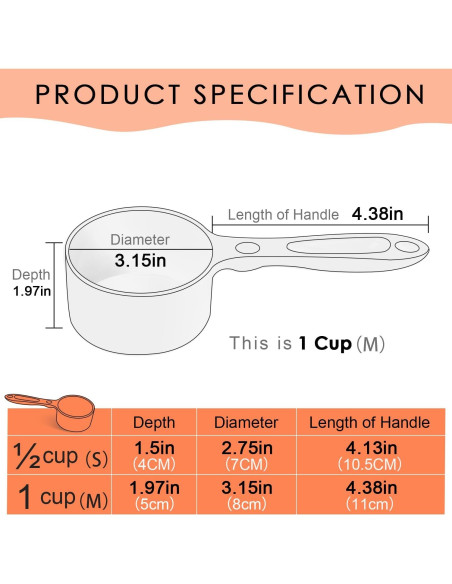 Cucharón Medidor de Comida para Mascotas SUPERDESIGN 1 Taza Naranja