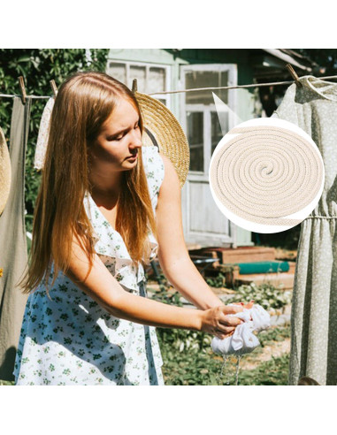 Cuerda de Ropa de Algodón IHDYPPEW 152.4m 0.48cm Blanca