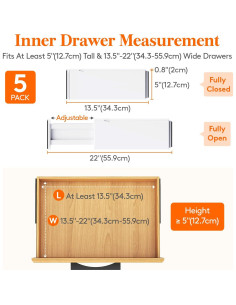 Divisores de Cajón Ajustables Lifewit 5 Piezas 13.5-22" 2