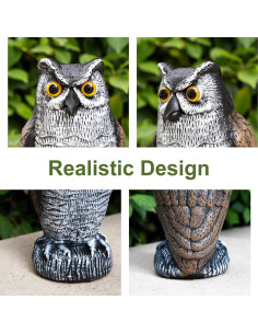 Dispositivo Ahuyentador de Aves OFFO Búho Plástico 21 cm Marrón Blanco 2