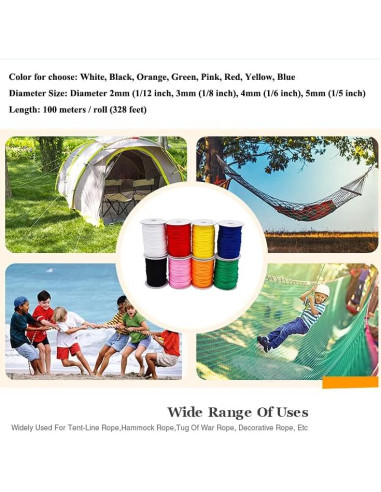 Cuerda de Polipropileno IHKFILAN 1/8" Rosa 100m Trenzada