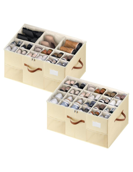 Organizador de Zapatos MSTONAL 2 Paquetes Beige 24 Compartimentos