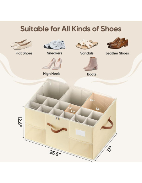 Organizador de Zapatos MSTONAL 2 Paquetes Beige 24 Compartimentos
