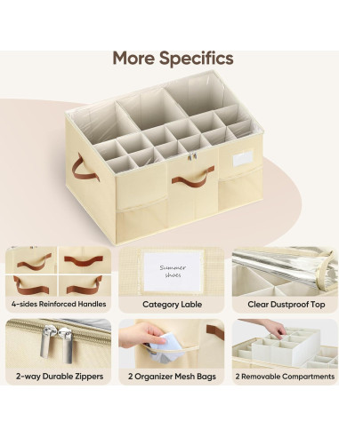 Organizador de Zapatos MSTONAL 2 Paquetes Beige 24 Compartimentos