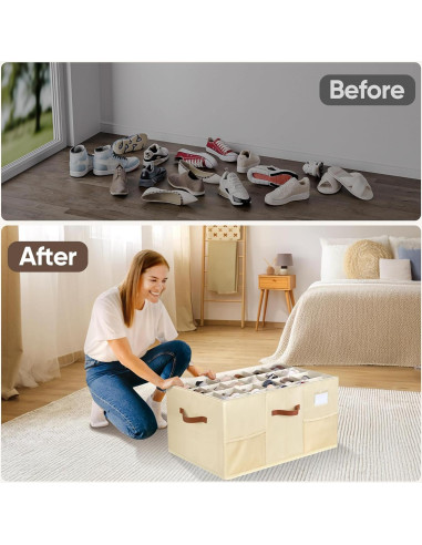 Organizador de Zapatos MSTONAL 2 Paquetes Beige 24 Compartimentos