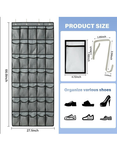 Organizador de Zapatos Teikou 35 Bolsillos Malla 169.5x68.8cm