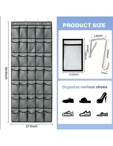Organizador de Zapatos Teikou 35 Bolsillos Malla 169.5x68.8cm