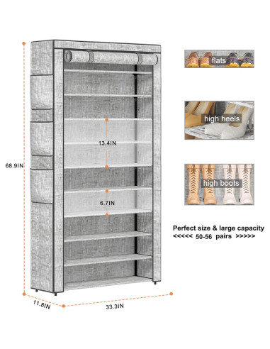 Estante para zapatos OYREL 10 niveles gran capacidad 50-56 pares