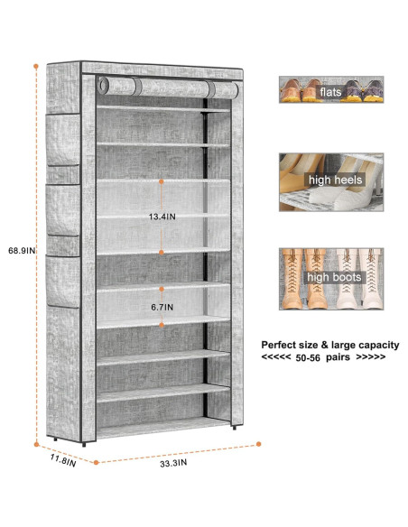 Estante para zapatos OYREL 10 niveles gran capacidad 50-56 pares