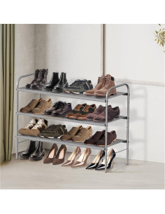 Estante Organizador de Zapatos 3 Niveles Simple Houseware Gris - Soporta 9 a 16 Pares, Metal Resistente 2