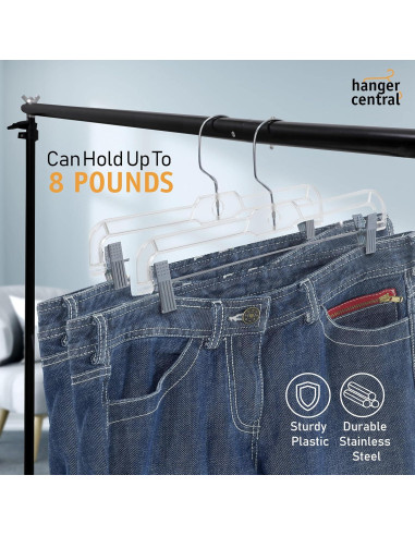 Perchas Centrales Paquete de 12 Transparentes 35.56 cm con Clip