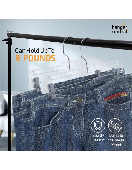 Perchas Centrales Paquete de 12 Transparentes 35.56 cm con Clip